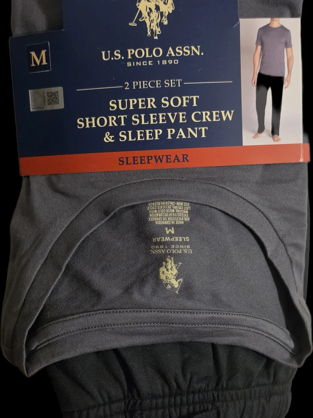 U.S. Polo Assn. Men's Two-Piece Short Sleeve Crew & Sleep Pant - Gray/Black